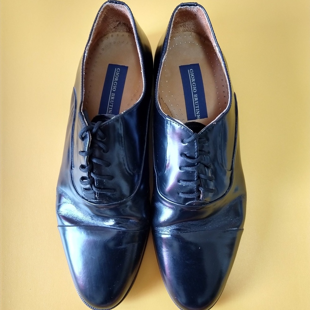 Black Leather Shoes Italy Made 10D